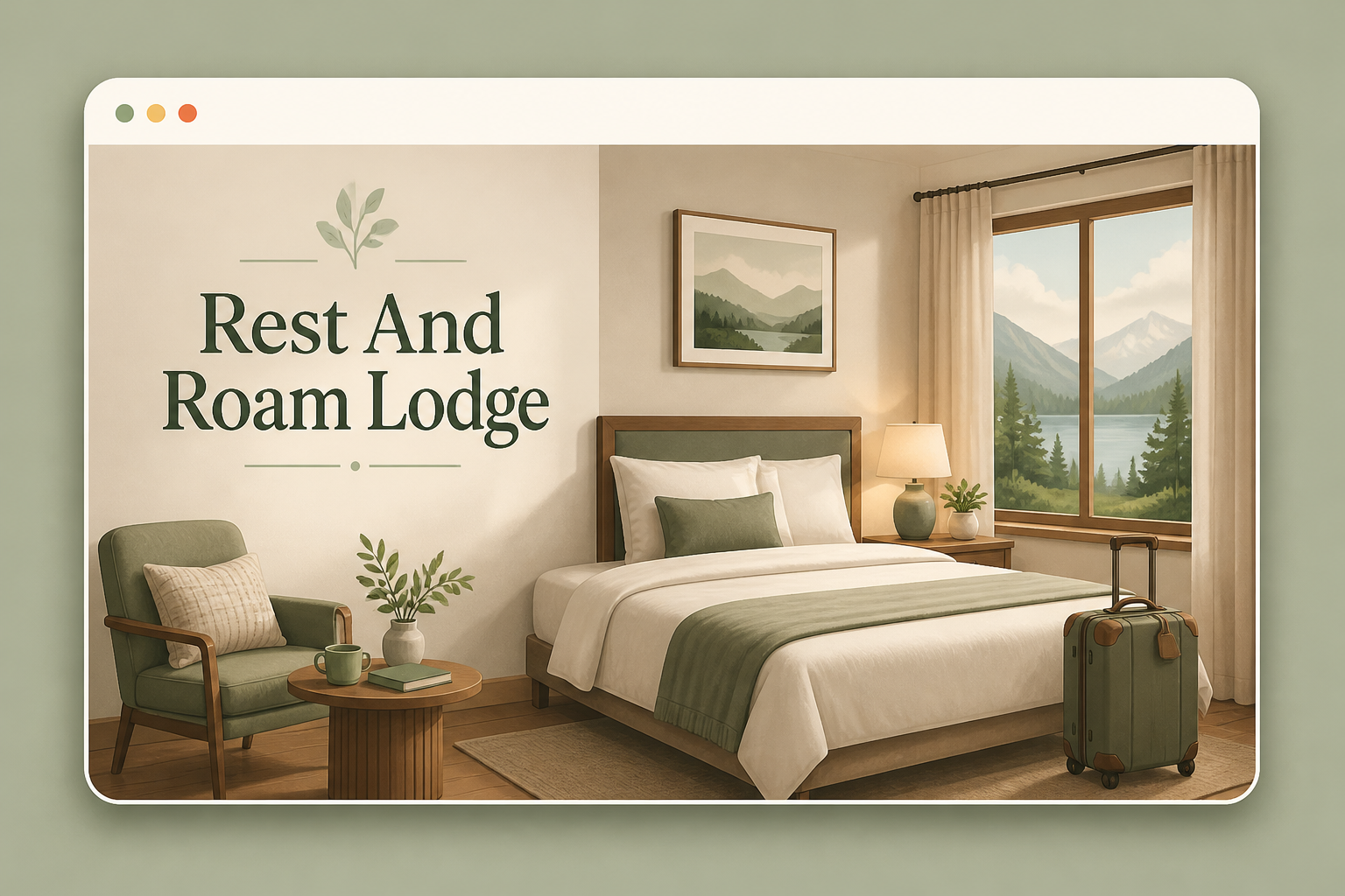 Rest And Roam Lodge conceptual guest room illustration