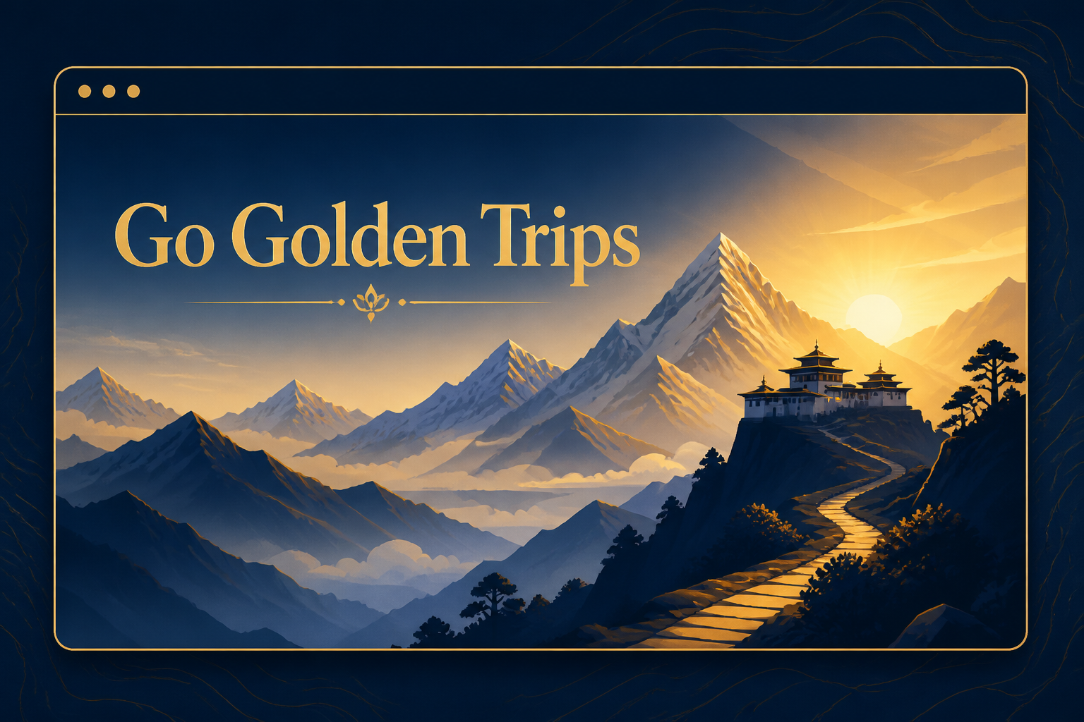 Go Golden Trips conceptual Himalayan monastery illustration