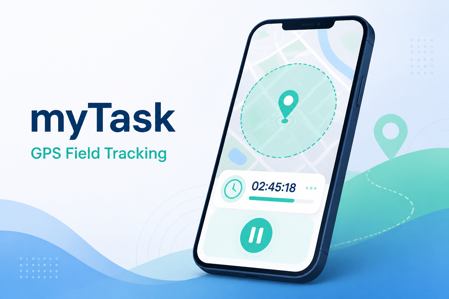 myTask GPS field tracking conceptual mobile app illustration