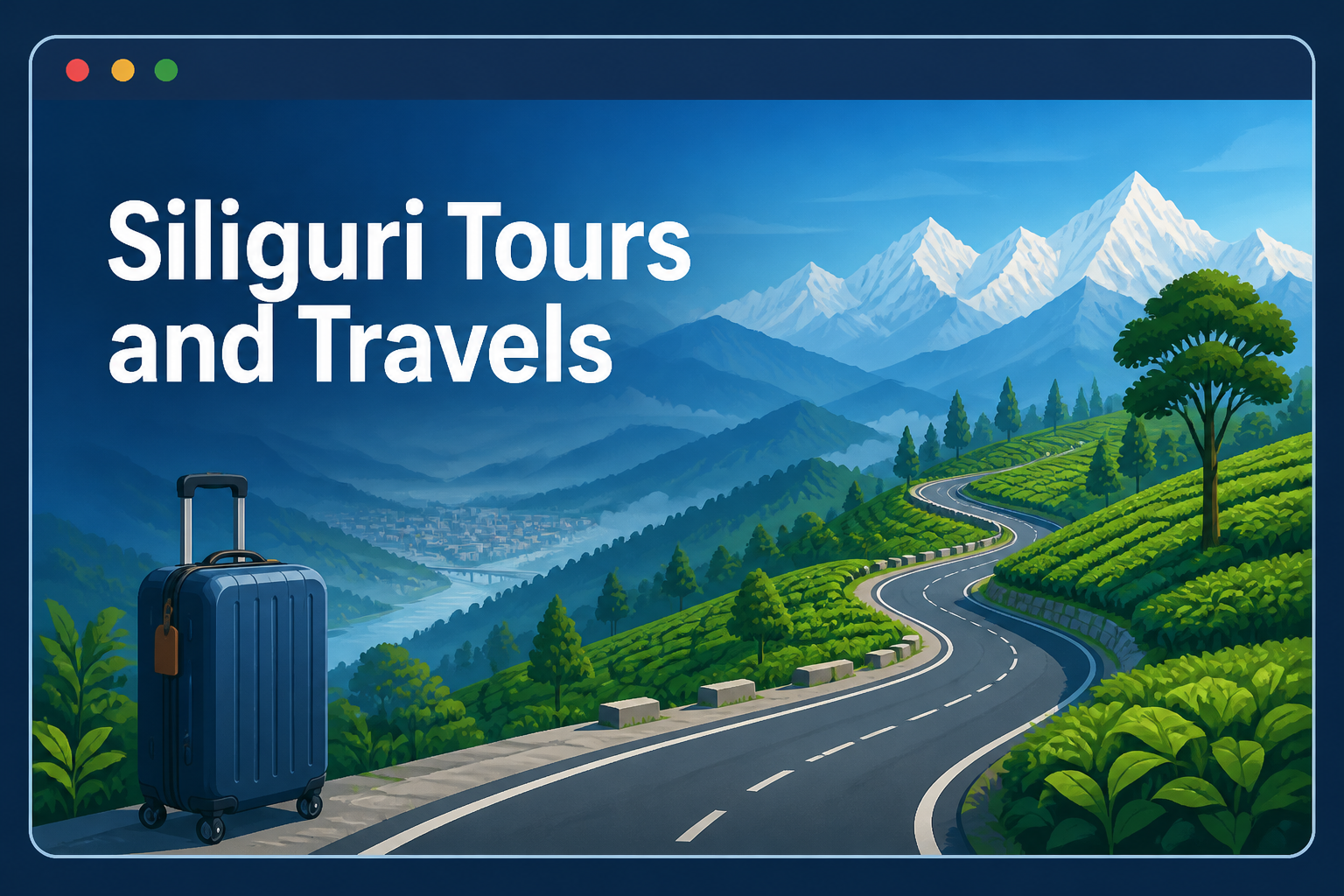 Siliguri Tours and Travels conceptual mountain journey illustration